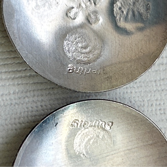 Native American Etched Symbols Sterling Silver Medallion Earrings - Picture 7 of 13